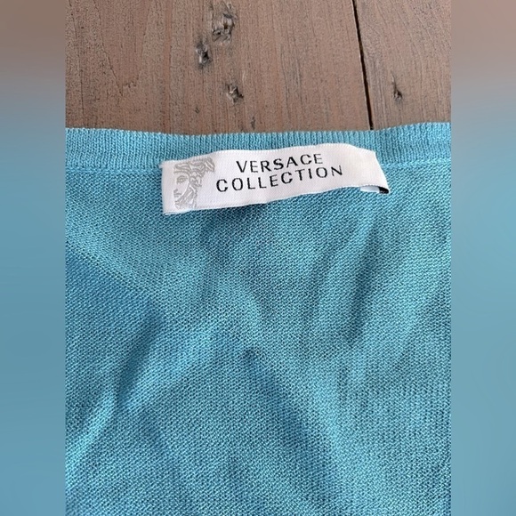 Versace Collection cyan sky blue knit top - Picture 3 of 5